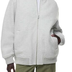 Wilfred Free Aritzia Full Zip Stable Bomber Jacket Women Small Grey Wool Coat